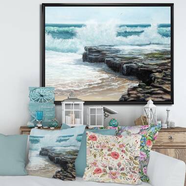 Bless international Wild Waves Breaking On The Shore Framed On